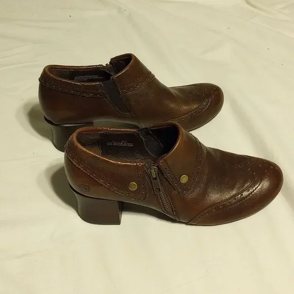 Brown Leather Born Heeled Clogs - Picture 5 of 10